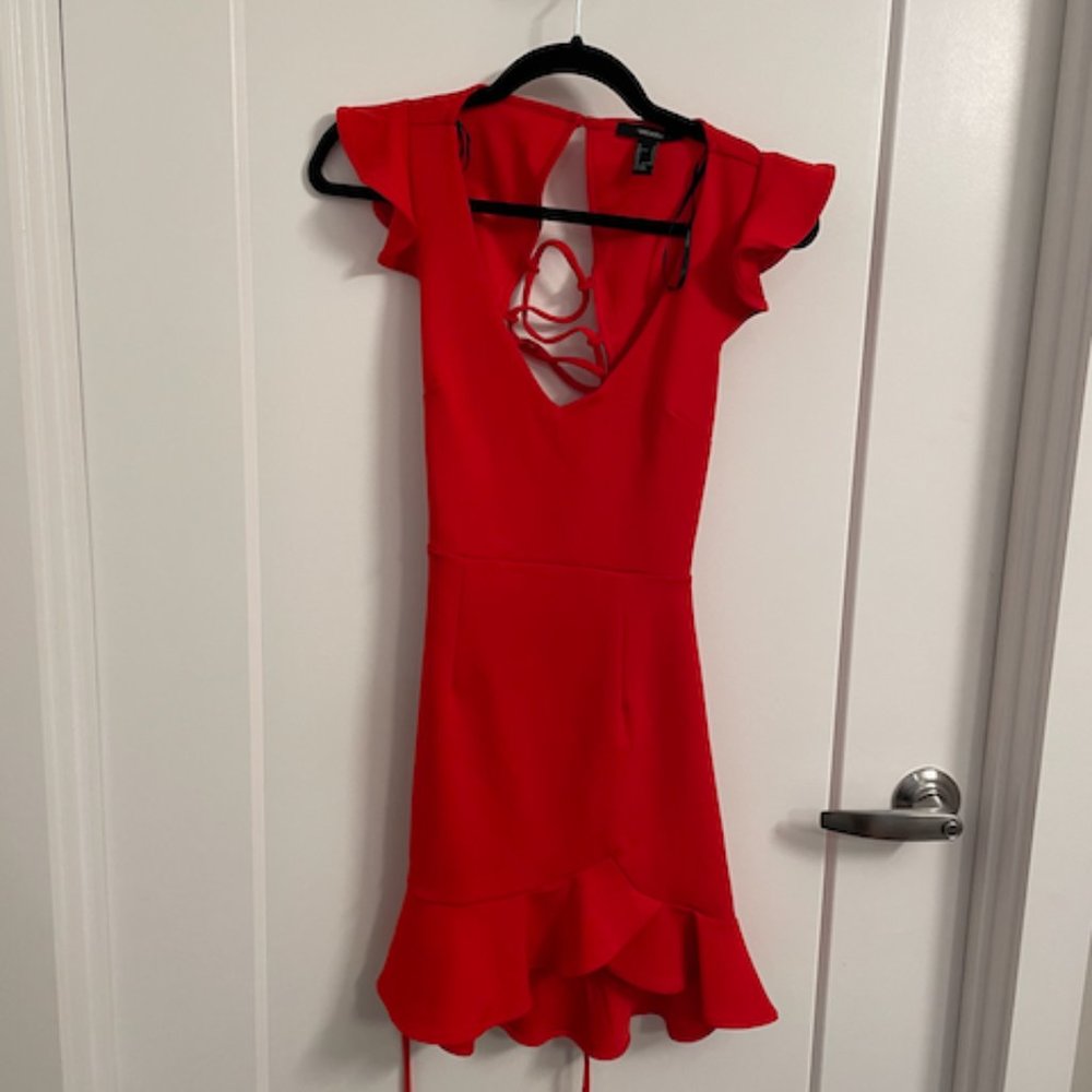 Red Flounce Mini Dress (Size S)